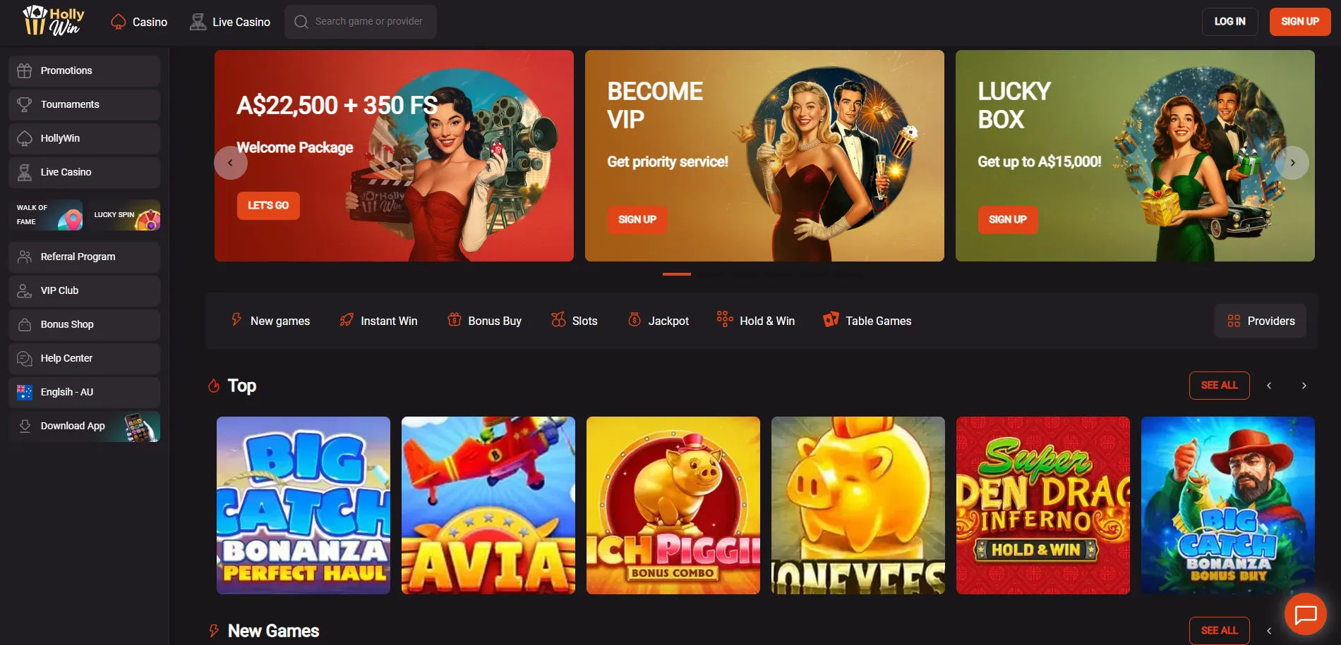 Hollywin - online casino ohne OASIS mit Vier-Stufen-Paket